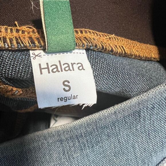 Halara Stretchy High Waisted Wide Leg Stripe Jeans Lightweight Powder Blue S NWT - Picture 10 of 15